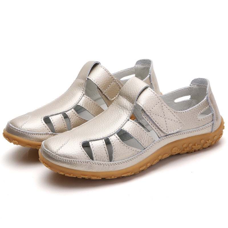 Split Leather Flat Sandals Women Fashion Summer Shoes Anti-Slip Soft Sole Ladies Gladiator Sandal Breathable Sandalias SH031502