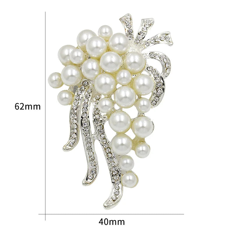 Factory Directly Crystal Diamante and Imitation Pearls Flower Jewelry Brooch Pins DIY Wedding Bouquets Брошь Декор