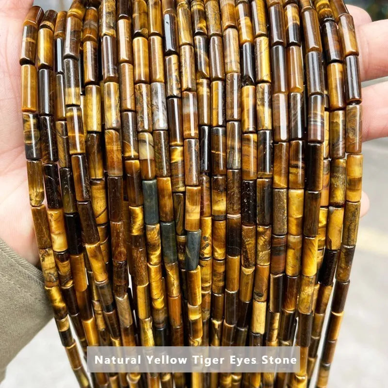 4*13mm Natural Stone Agate Jasper Turquoise Tube Shaped Beads Loose Cylindrical Bead for Jewelry Making DIY Bracelet Accessory