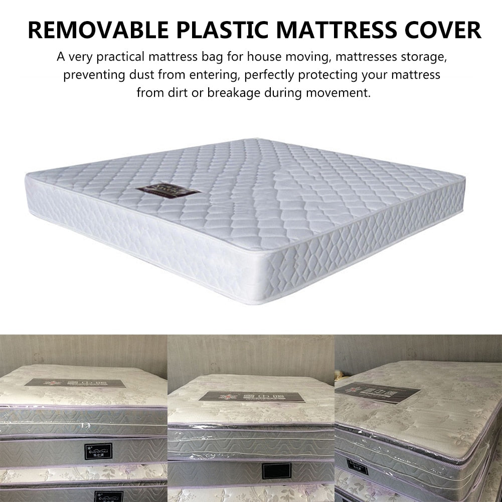 Mattress Protection Bag Reusable Mattress Bag Movable Waterproof Dust-Proof Plastic Mattress Storage Bag Cover With Zipper