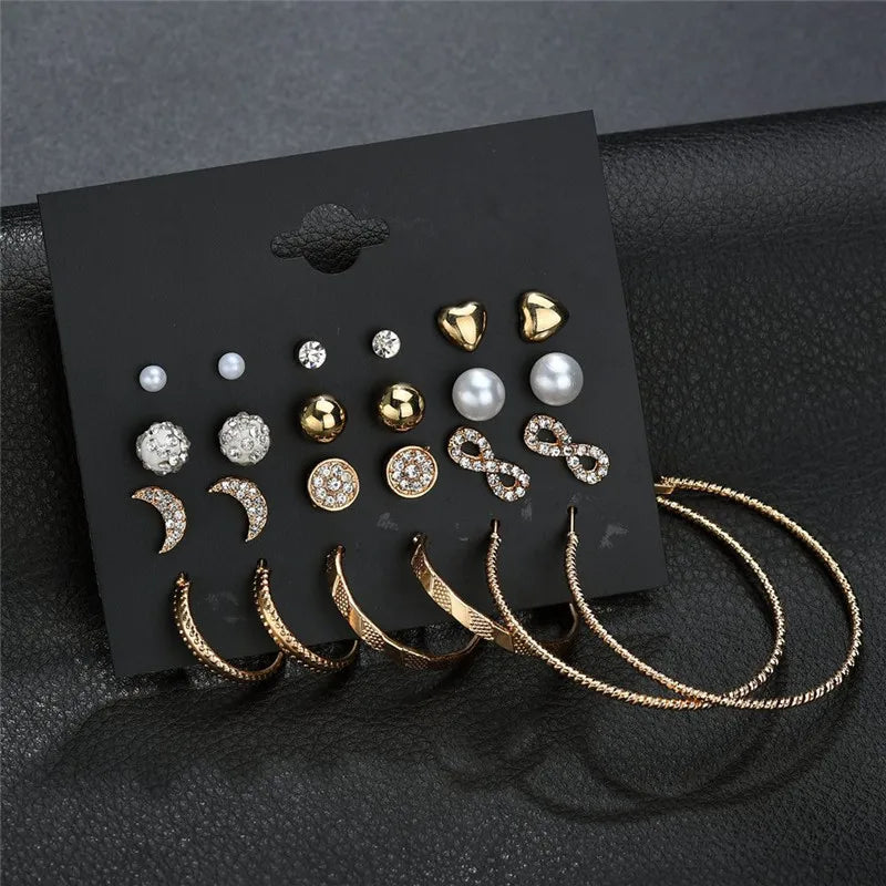 Modyle New Hot Sell Small Stud Earrings Set for Women Girl Punk Stud Earrings Set Personality Party Jewelry Brincos