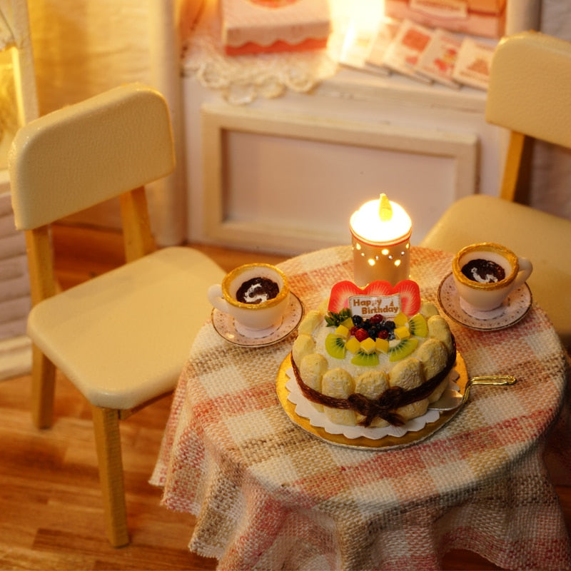 Doll House Furniture Diy Miniature 3D Wooden Miniaturas Dollhouse Toys for Children Birthday Casa Kitten Diary H013