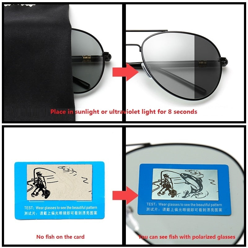 Photochromic Sunglasses Men Women Polarized Chameleon Glasses Men's Change Color Sun Glasses for Man Day Night Vision Eyewear