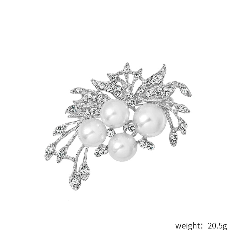 Factory Directly Crystal Diamante and Imitation Pearls Flower Jewelry Brooch Pins DIY Wedding Bouquets Брошь Декор