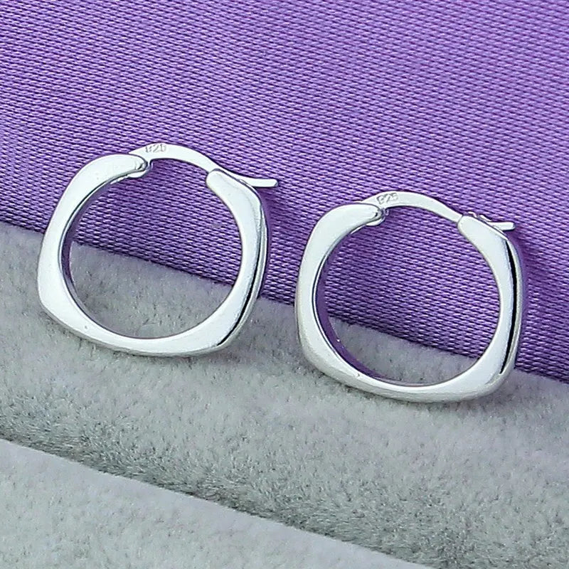 New Trendy 925 Sterling Silver Simple 3.5cm/5cm Circle Round Hoop Earring for Woman Fine Jewelry