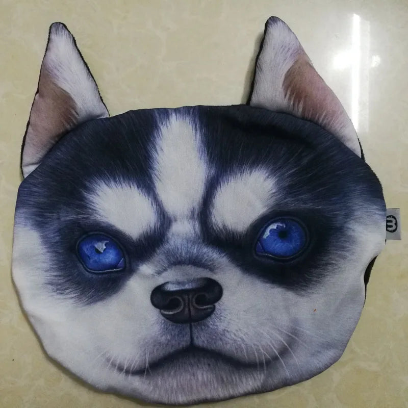 Newest 2024 3D Printed Dog Cat Face Car Headrest Neck Rest Auto Neck Safety Cushion Car Neck Support Headrest Without Filler