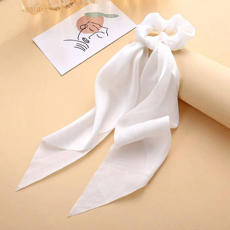 Santa Claus Bows Hair Scrunchies Long Ribbon Ponytail Scarf Hair Tie Women Girls Elastic Hair Bands Christmas Hair Accessories