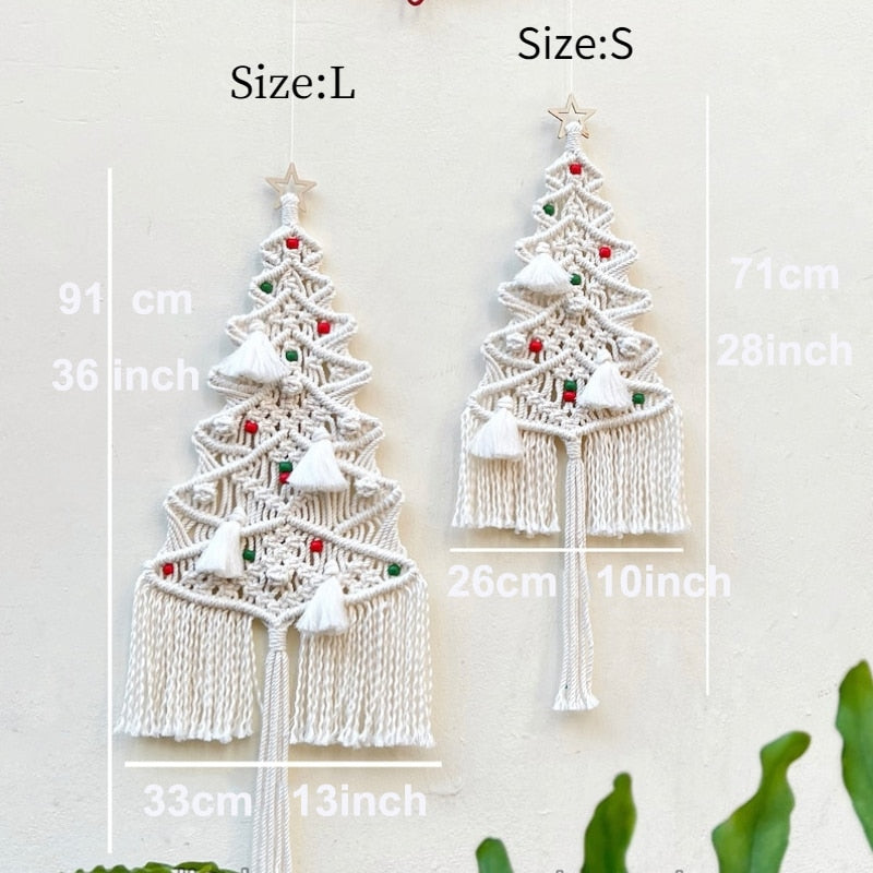 Macrame Christmas Tree White Pine Tree Christmas Wall Hanging Boho Christmas Decor Farmhouse Xmas Decor Unique Christmas