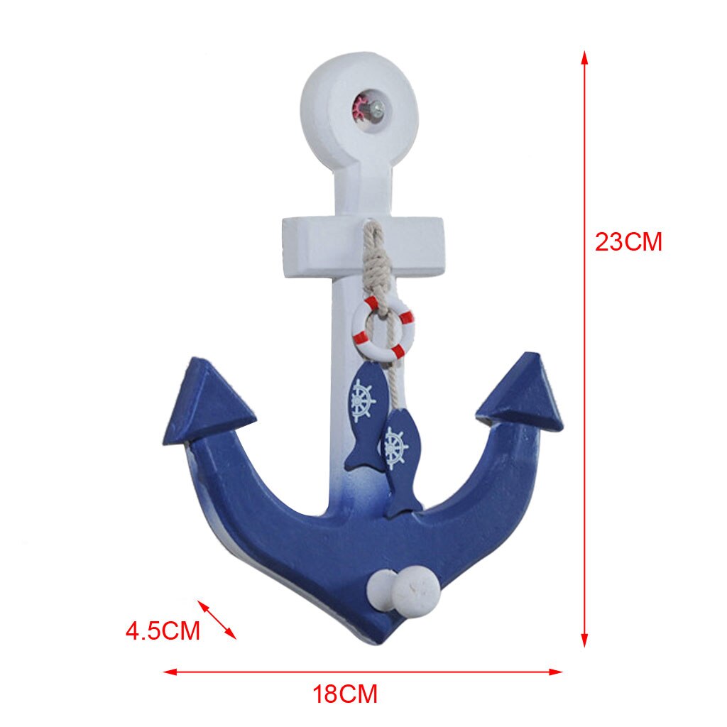 Nautical Anchor Wall Hanging Hook Buoy Fish Decor Coat Hat Door Rack