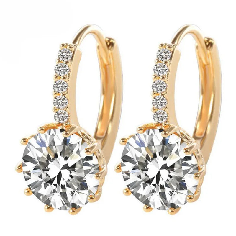Classic Green AAA Cubic Zirconia Stud Earrings Round Crystal Girl Ear Studs for Women Multicolor Jewelry Brincos AE176