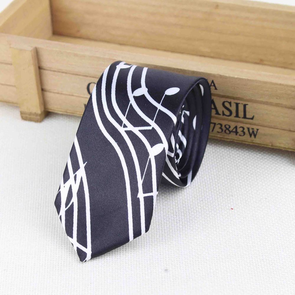 Men's Fashion Neckties Helloween Festival Christmas Tie Soft Designer Character Necktie Music Score Piano Guitar