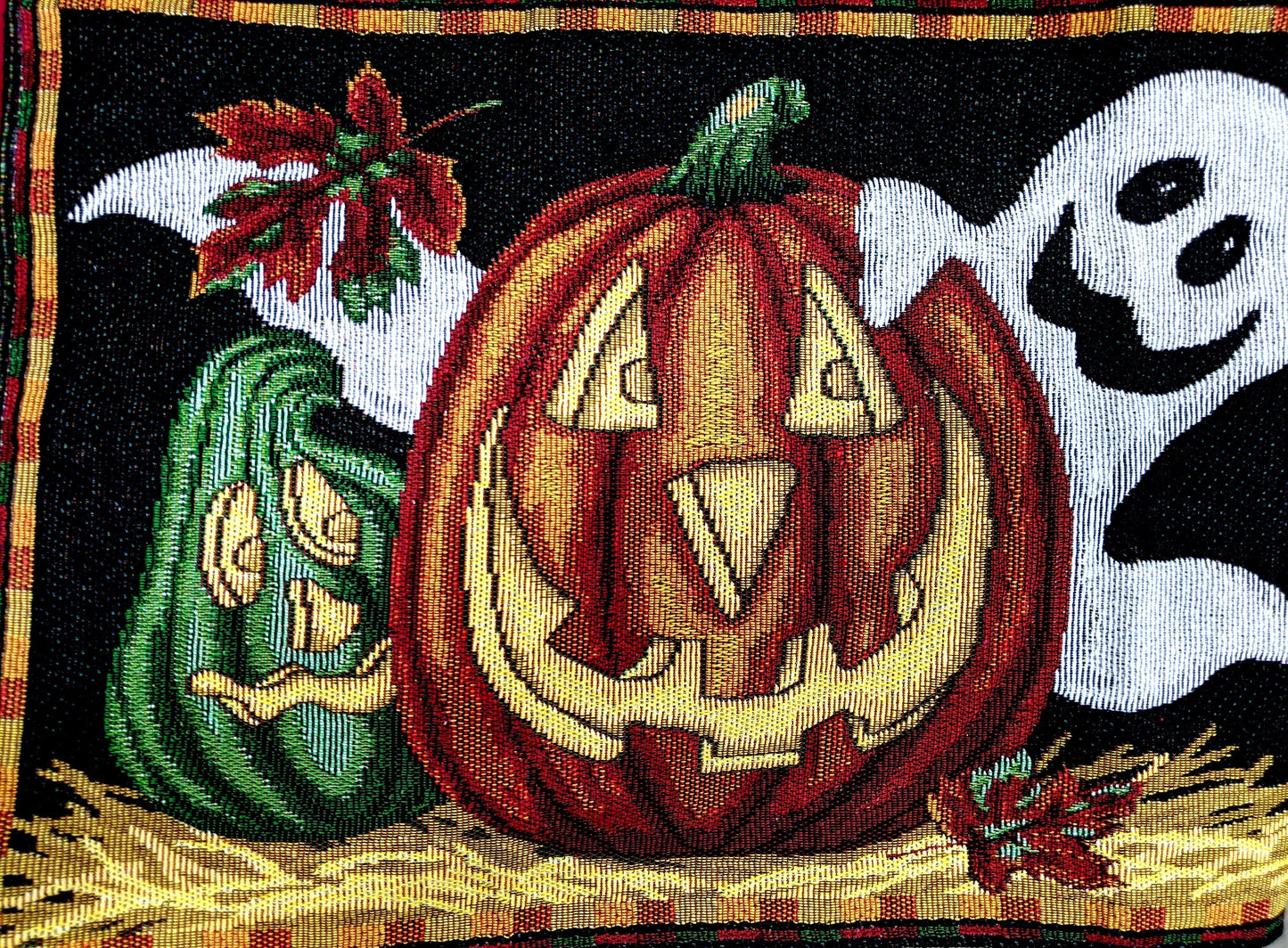 DaDa Bedding Halloween Pumpkins Table Runner, Harvest Orange Tapestry (12914)