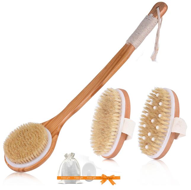 TREESMILE Natural Bristle Bath Brush SPA Woman Man Skin Care Dry Body Brush D40