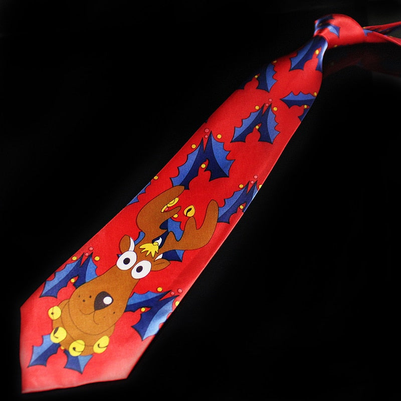 Novelty Design Christmas Ties Red Good Quality Printed Necktie Halloween Christmas Tree Snowman Elk Tie for Men Christmas