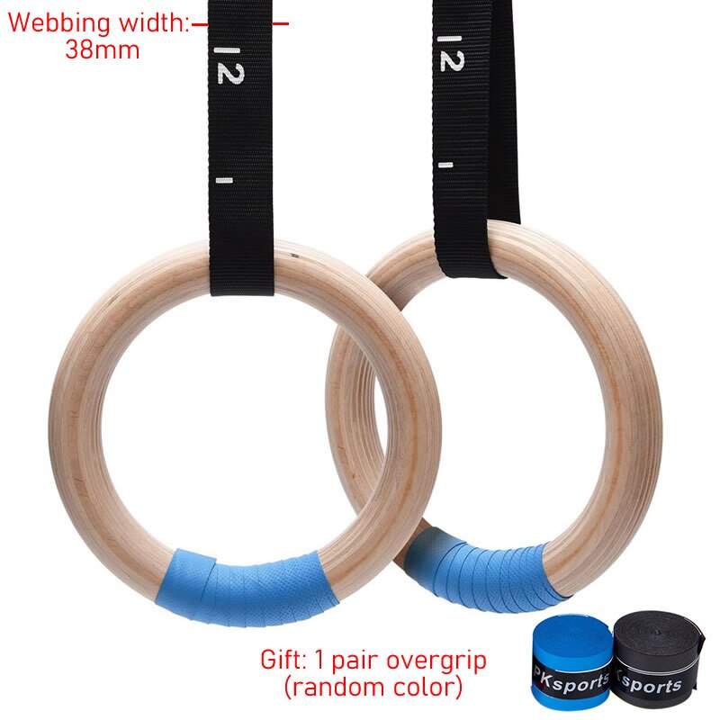1 Pair Wood Gymnastics Rings With Adjustable Straps GYM Ring for Kids