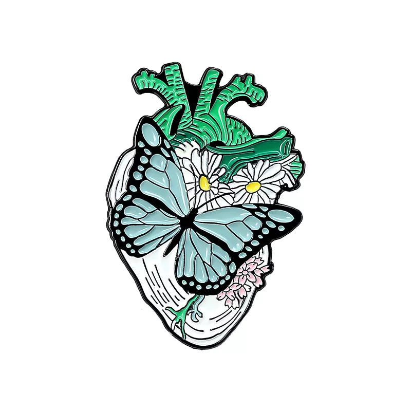 19style Anatomical Heart Enamel Pins Medical Anatomy Brooch Heart Neurology Pins for Doctor and Nurse Lapel Pin Bags Badge