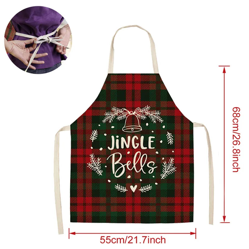 Linen Merry Christmas Apron Christmas Decorations for Home Kitchen Accessories Natal Navidad 2023 New Year Christmas