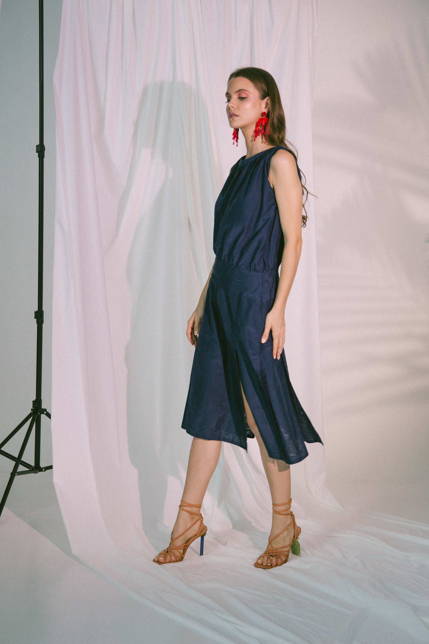 Agape Midi Dress in Navy