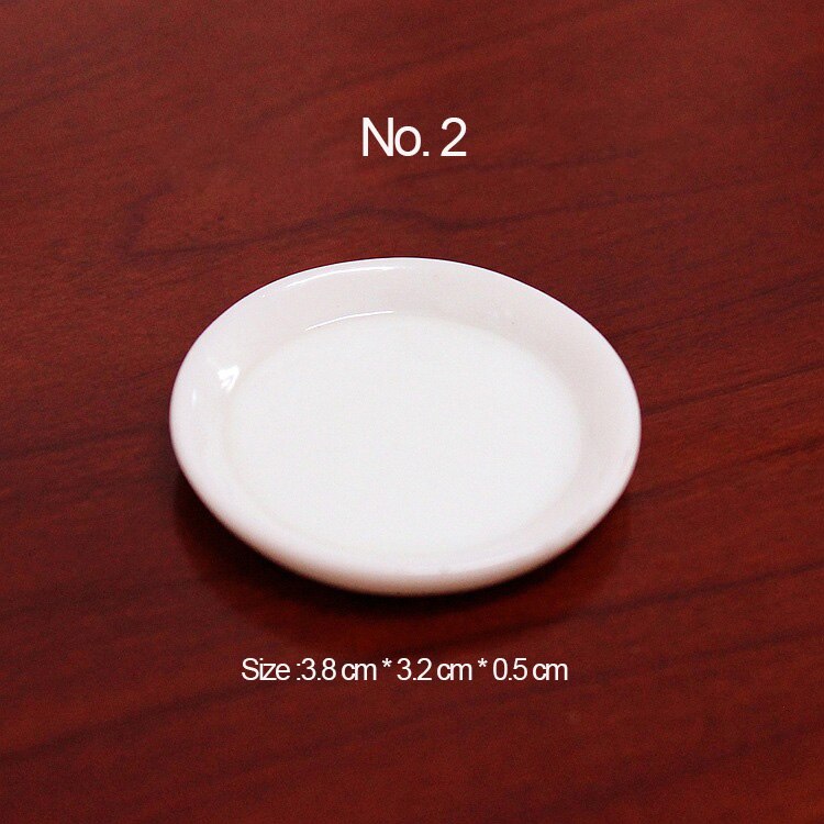10pcs White Plate Dishes Simulation Plates Miniature Pretend Play Kitchen Toys Dinner Tableware Doll House Accessories Kids