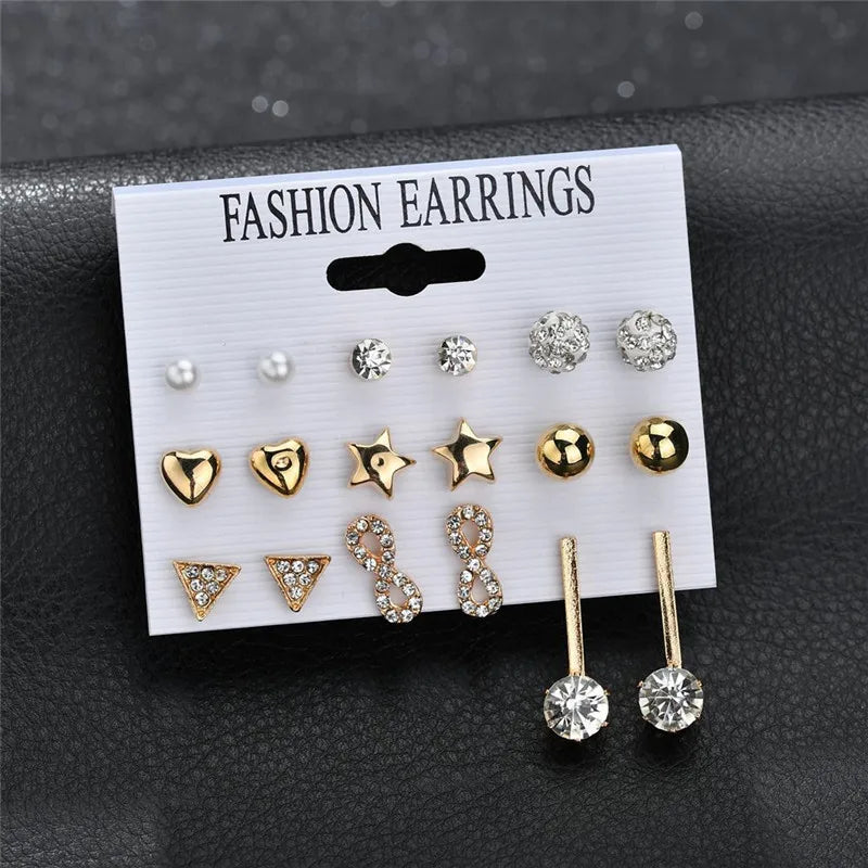 Modyle New Hot Sell Small Stud Earrings Set for Women Girl Punk Stud Earrings Set Personality Party Jewelry Brincos