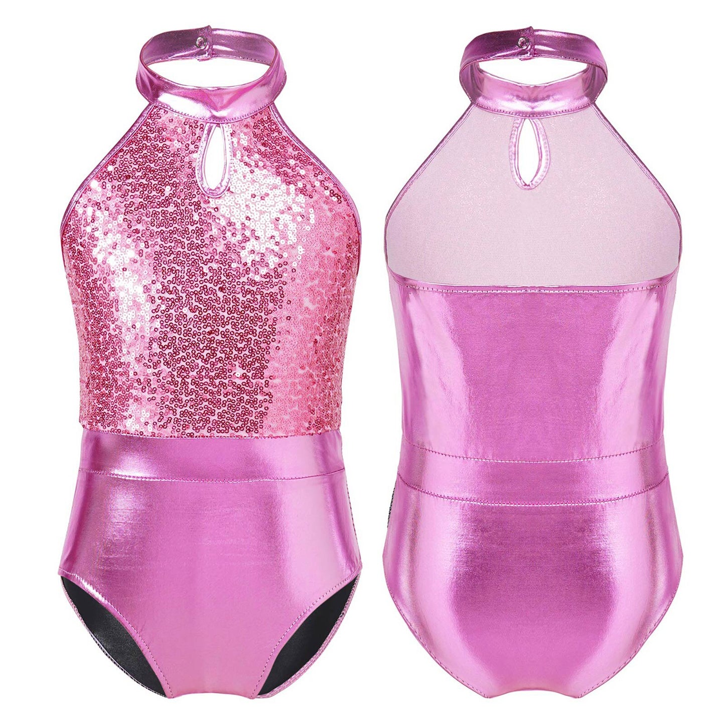 Kids Girls Gymnastics Leotards Child Sparkly Sequins Dancewear Sleeveless