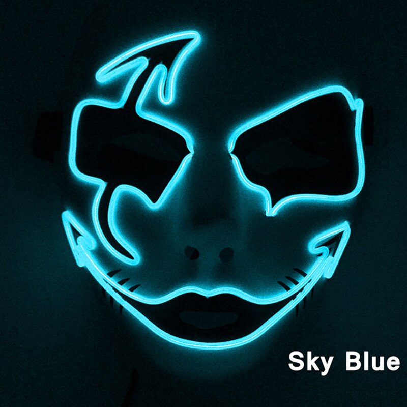 Neon Light LED Mask LED Halloween Scary Mask Cosplay Party Masque Masquerade Masks Halloween Costume Carnival Glow Party Props