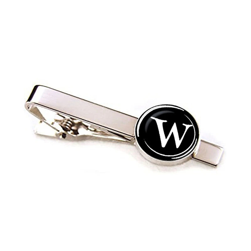 Men 26 Alphabet Letters Tie Clips Personality Name Letters Jewelry Men Necktie Clip Pin Suit Accessories