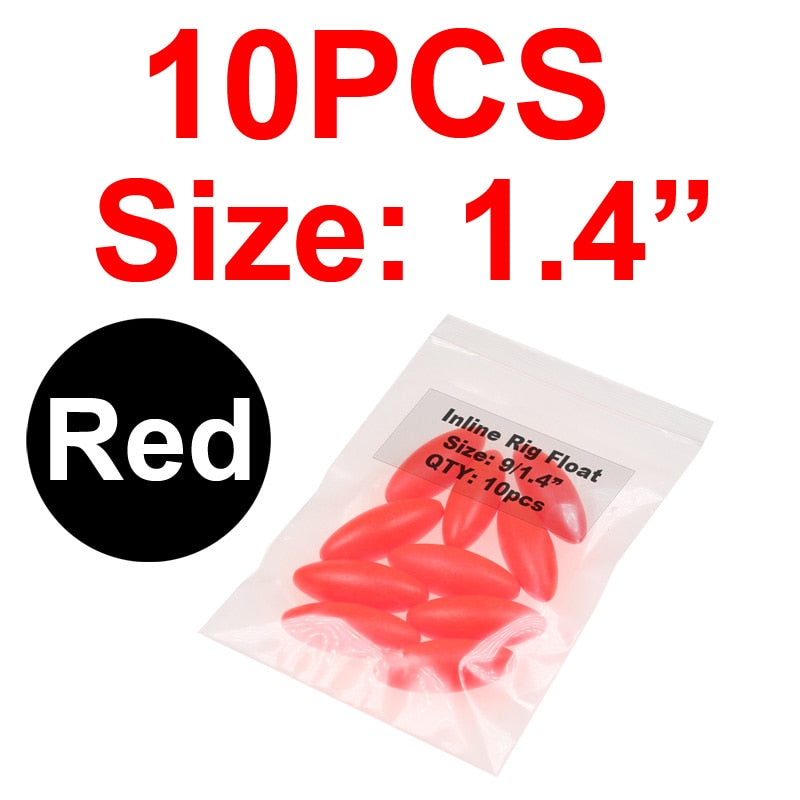 JIGEECARP 10pcs Catfish Fishing Rig Float Buoyancy Inline Bobber Float Saltwater Fishing Floats Accessories Snappers Rigs