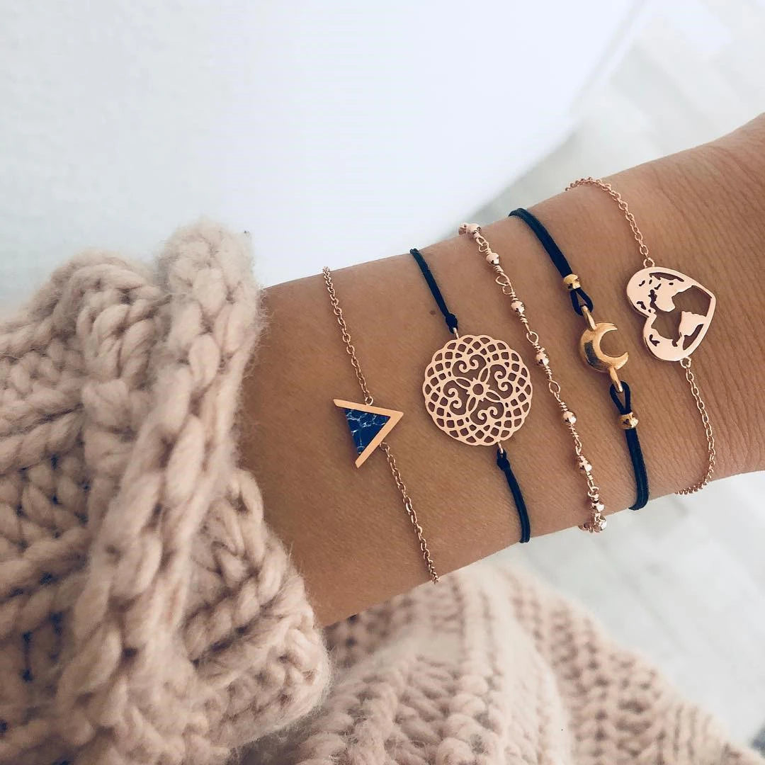 Boho Rope Bracelets & Bangles for Women Bohemian Beaded Charm Bracelet Femme Se Multilayer Jewelry Accessories Bijoux