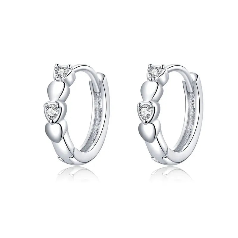 BAMOER 925 Sterling Silver Heart to Heart Hoop Earrings Silver for Women Sterling Silver Jewelry Valentine's Day