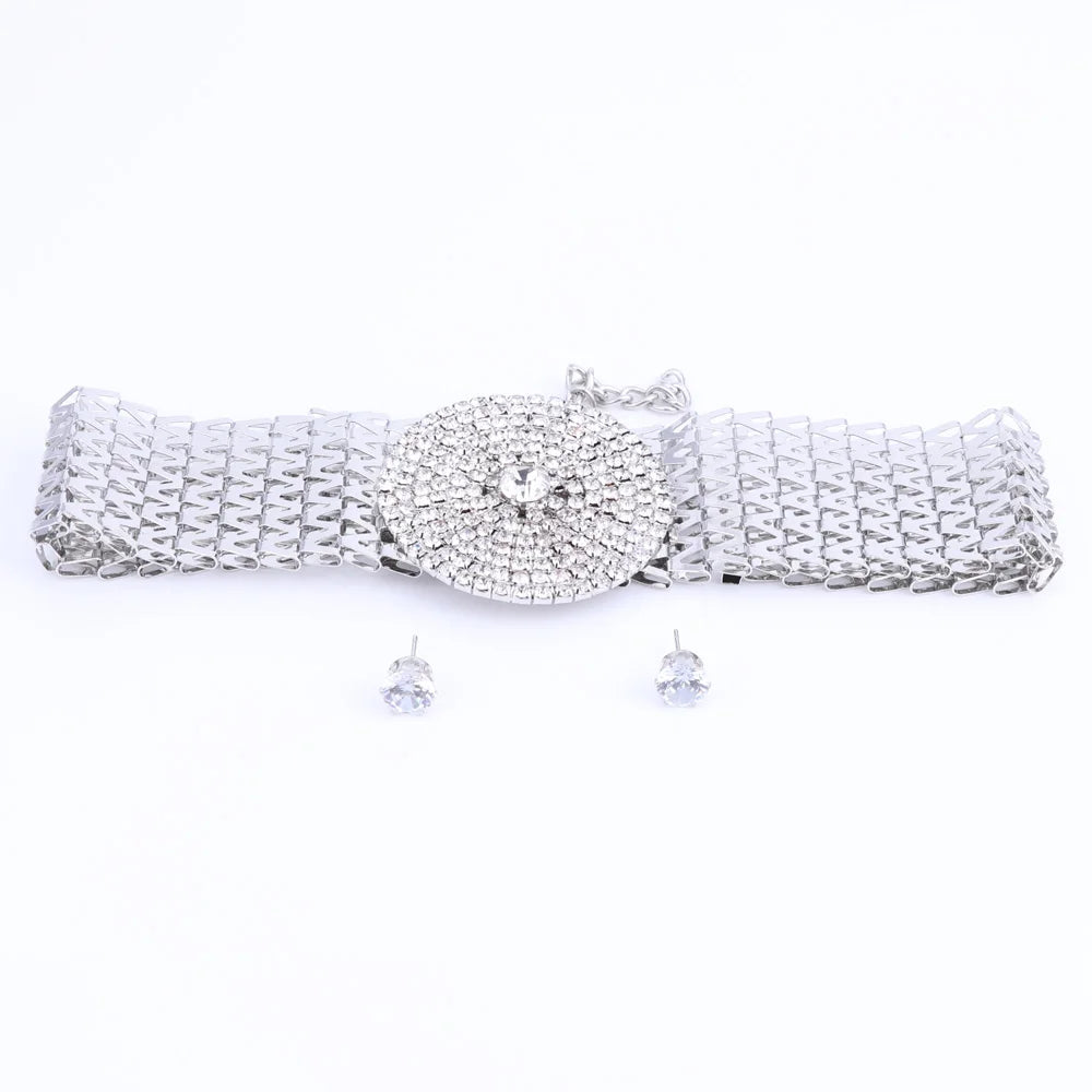 Crystal Bridal Jewelry Sets Gold Color Rhinestone Necklace Wedding Engagement Jewelry Sets for Women