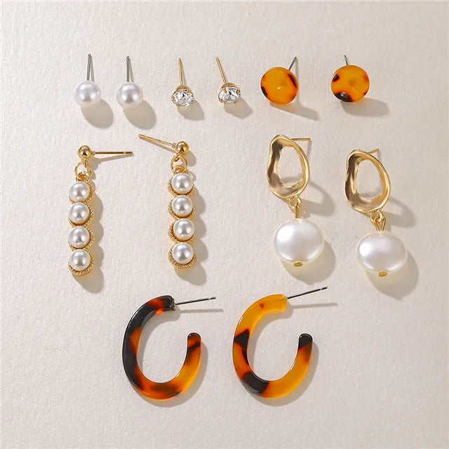FNIO Big Simulated Pearl Earrings 2019 for Women Lover Geometric Round Heart Drop Dangle Earring Korean Statement Jewelry