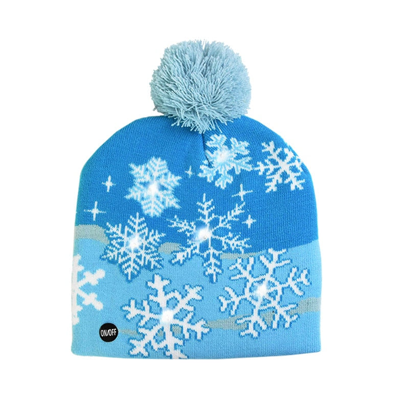 LED Christmas Hat Sweater Knitted Beanie Christmas Light Up Knitted Hat Christmas for Kids Xmas 2023 New Year Decorations