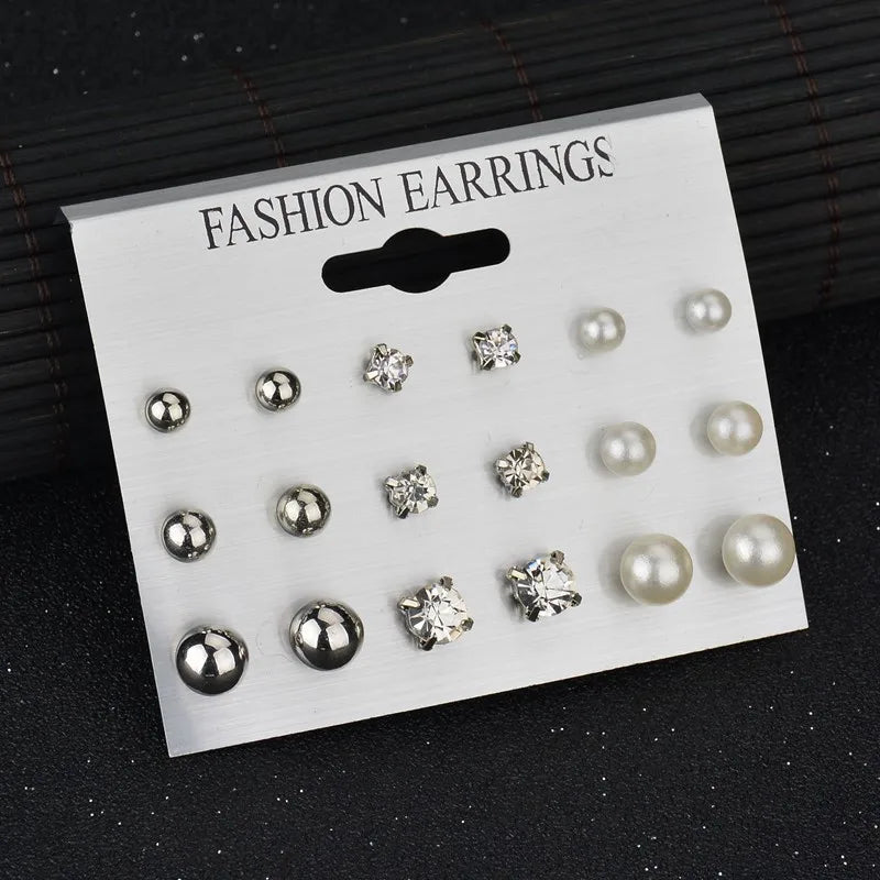 Modyle New Hot Sell Small Stud Earrings Set for Women Girl Punk Stud Earrings Set Personality Party Jewelry Brincos