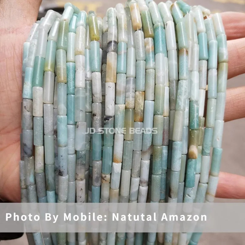 4*13mm Natural Stone Agate Jasper Turquoise Tube Shaped Beads Loose Cylindrical Bead for Jewelry Making DIY Bracelet Accessory
