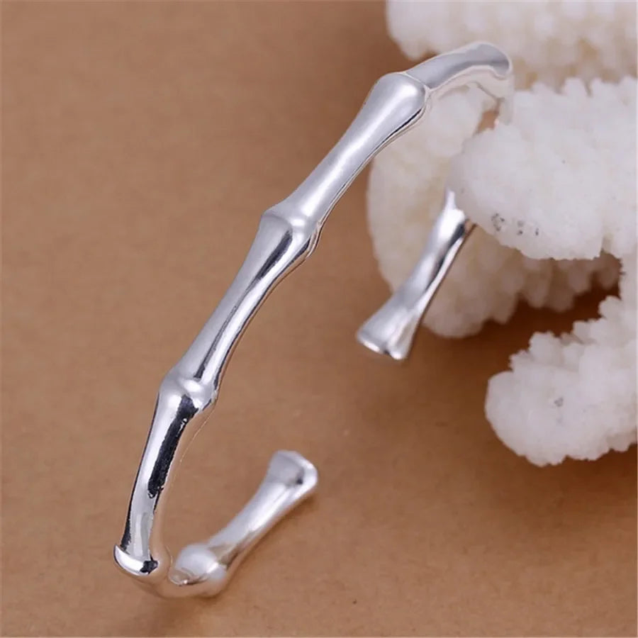 925 Silver Color Exquisite Luxury Gorgeous Fashion Wedding Women Lady Bracelet Bangle Charm Stamped Nice Birthday