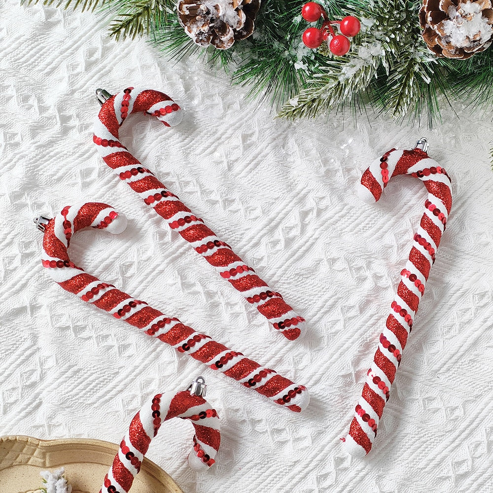 Multi Size Red and White Christmas Candy Canes Christmas Balls Christmas Tree Pendant Family Christmas Decoration New Year
