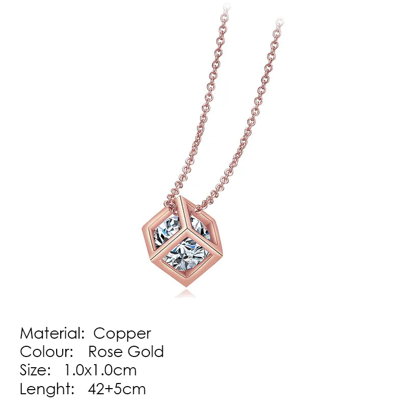 ZHOUYANG Pendant Necklaces Jewelry for Women Rose Gold Color Chain Jewellery Heart Necklace Cubic Zirconia N388