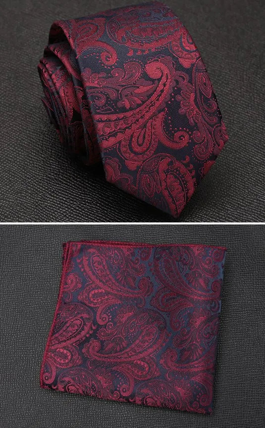XGVOKH Men Tie Cravat Set Fashion Wedding Ties for Men Hanky Necktie Dot Striped Gravata Jacquard Tie Social Party Accessories