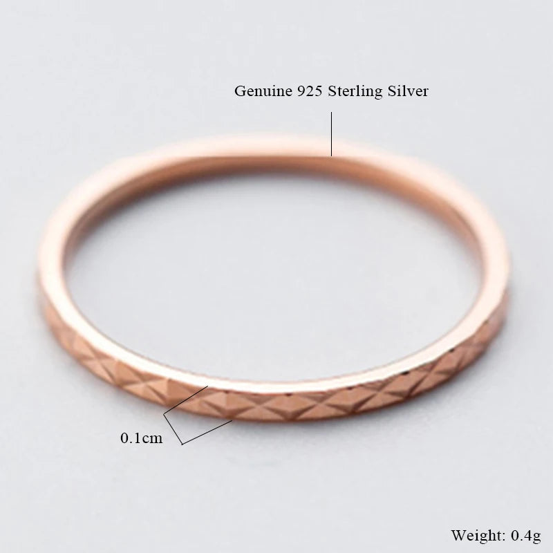 925 Sterling Silver Ring Fashion Simple Glint Gleam Fine Ring Thin Little Finger Ring for Women Jewelry