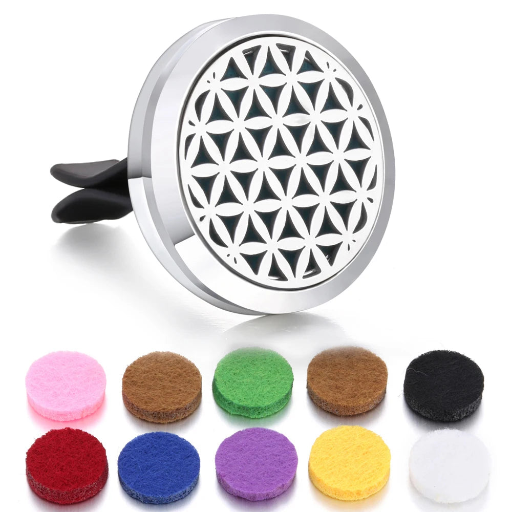 Aromatherapy Jewelry Car Perfume Diffuser Clip 30mm Flower Tree of Life Perfume Essential Oil Diffuser Locket Pendant Necklace