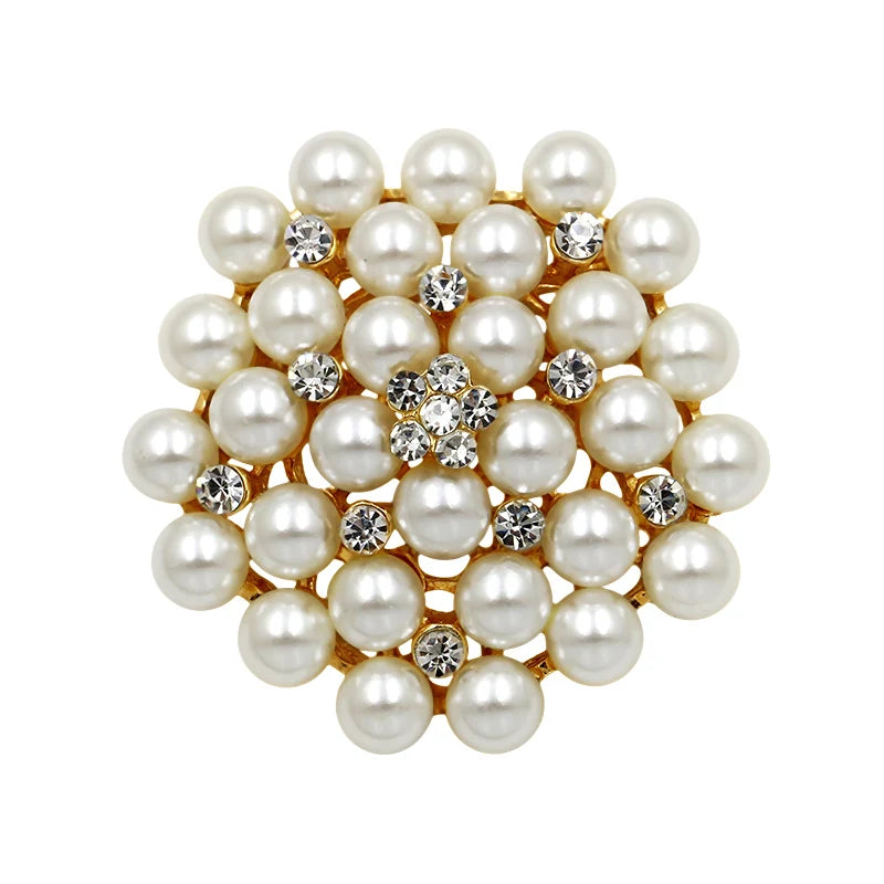 Factory Directly Crystal Diamante and Imitation Pearls Flower Jewelry Brooch Pins DIY Wedding Bouquets Брошь Декор