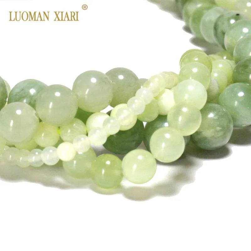 Fine AAA Natural Round New Green Jade Stone Beads for Jewelry Making DIY Bracelet Necklace 4/6/8/10/12 Mm Strand 15''