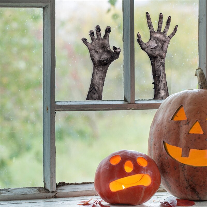 Halloween 3D Ghost Hand Wall Sticker Self-Adhesive Removable Wallpaper Horror Atmosphere Decoration Halloween Home Decor