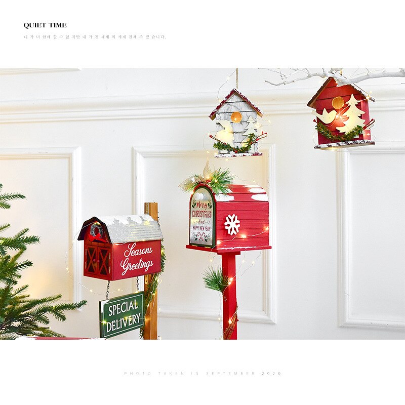 Christmas Decor Floor Letterbox Postbox Home Outdoor Wood Christmas Party Decora