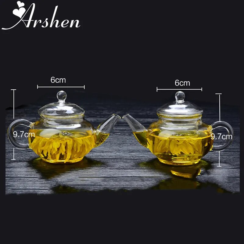 Arshen Newest 250ml Filterable Heat-Resistant Glass Teapot Double Wall or With S