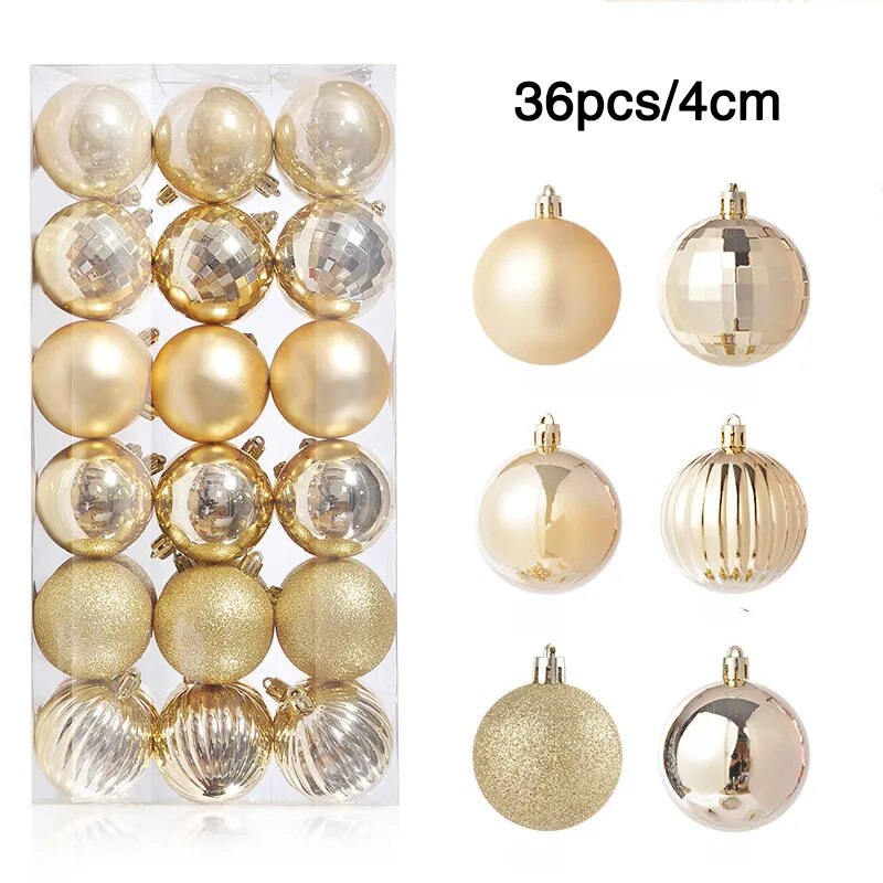 24/36pcs Christmas Balls Christmas Tree Ornament Hanging Pendent Xmas Decoration 2023 Christmas Ornaments Navidad 2024