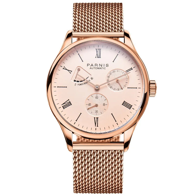 Fashion Luxury Parnis 41.5MM Power Reserve Automatic Mechanical Self Winding Men Watches Mekanik Kol Saati Relogio Automatico