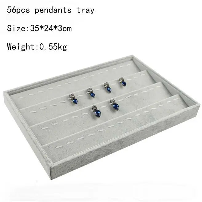 High Level Gray Velvet Ring Bracelet Necklace Watch Pendant Stud Earring Hand Catenary Jewelry Tray Plate Holder Display Packing