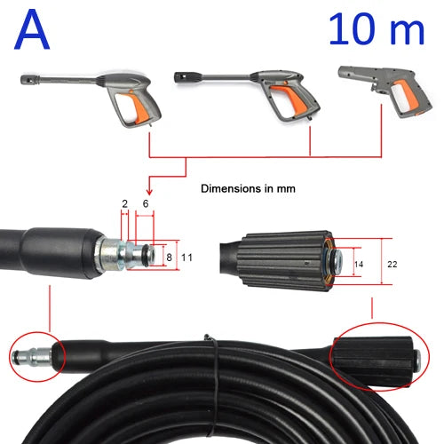 6m 10 Meters 160bar 2320psi High Pressure Water Cleaning Hose Cord Pipe for Interskol Elitech High Pressure Washer Hose